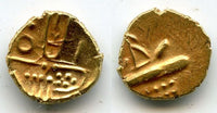 Rare gold fanam, Nayakas of Chitradurga, ca.1565-1779 AD, Southern India (Herrli #1.04)
