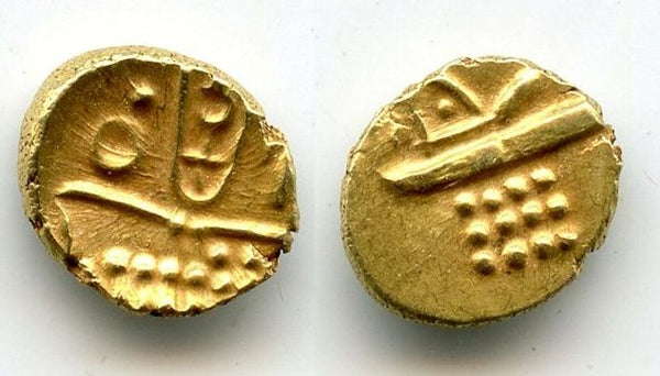 RR gold fanam, unknown issue, Chitradurga, ca.1565-1779 AD, Southern India (Herrli #1.05)