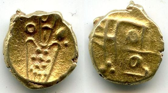 Rare gold fanam minted by the Dutch VOC company in Tuticorin, ca.1658-1795, South-Eastern India (Herrli #3.07.05)