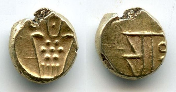 Rare gold fanam, Dutch VOC in Tuticorin, c.1658-1795, S-E India (Herrli #3.07.05)