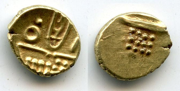 Rare gold fanam, Nayakas of Chitradurga, ca.1565-1779 AD, Southern India (Herrli #1.04)