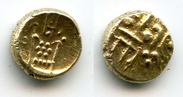 Uncertain gold Kali fanam minted by the British EIC company or the Dutch VOC company in Southern India, ca.1639-late 1700's, India (Herrli #3.11.05)