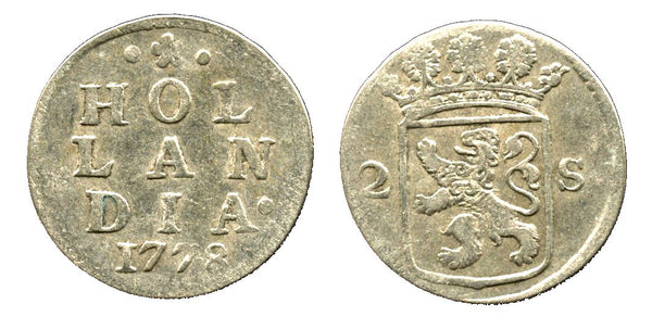 Silver 2-stuivers, 1778, Dordrecht mint, Hollandia, Netherlands