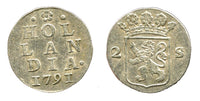 Silver 2-stuivers, 1791, Dordrecht mint, Hollandia, Netherlands
