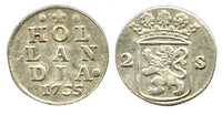Silver 2-stuivers, 1755, Dordrecht mint, Hollandia, Netherlands