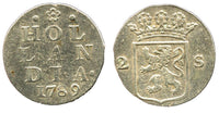 Silver 2-stuivers, 1789, Dordrecht mint, Hollandia, Netherlands