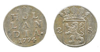 Silver 2-stuivers, 1774, Dordrecht mint, Hollandia, Netherlands