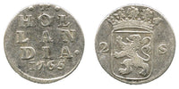 Silver 2-stuivers, 1765, Dordrecht mint, Hollandia, Netherlands