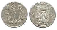 Silver 2-stuivers, 1765, Dordrecht mint, Hollandia, Netherlands