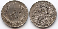Silver 1 lats, Latvia, 1924