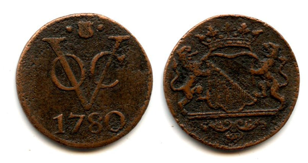 Utrecht issue copper duit issued by VOC (the Dutch East India Company), 1780, Dutch East India - shield mintmark (KM#111.1)