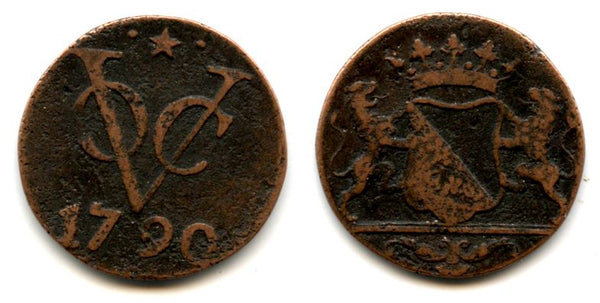 Utrecht issue copper duit issued by VOC (the Dutch East India Company), 1790, Dutch East India - star between dots mintmark (KM#111.3)