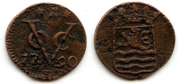 Copper duit issued by VOC (the Dutch East India Company), 17-90, Zeeland coinage, Netherlands East Indies (KM #152.3)