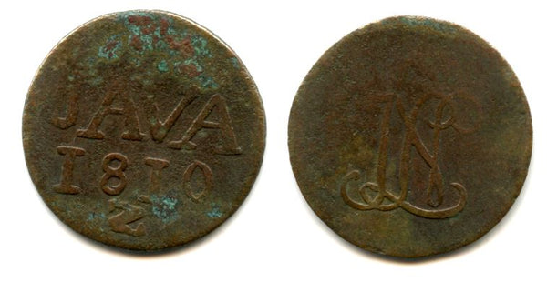 Copper duit, Louis Napoleon Bonaparte (1806-1810), Java, 1810, Dutch East Indies (KM #225)