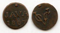 Copper duit issued by VOC (the Dutch East India Company), 1807, Java, Netherlands East Indies (KM #220)