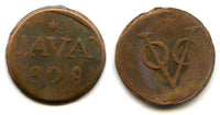 Copper duit issued by VOC (the Dutch East India Company), 1808, Java, Netherlands East Indies (KM #220)