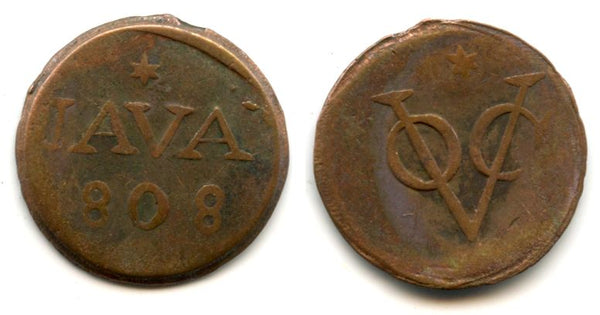 Copper duit issued by VOC (the Dutch East India Company), 1808, Java, Netherlands East Indies (KM #220)