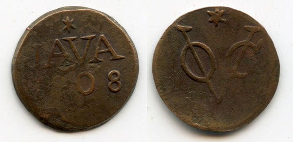Copper duit issued by VOC (the Dutch East India Company), 1808, Java, Netherlands East Indies (KM #220)