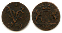 Scarce large Utrecht issue copper 2-duits issued by VOC (the Dutch East India Company), 1790, Dutch East India (KM-118)