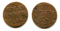 Copper 1/8 stuiver (1/2 duit), 1826, Dutch East Indies (KM #286)