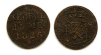 Scarcer machine-struck copper 1/4 stuiver (1 duit), 1826, Dutch East Indies (KM #287 var)
