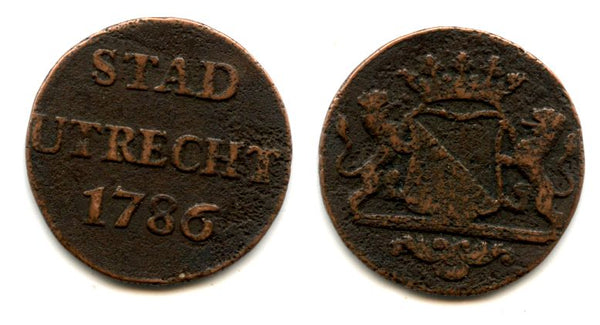 Copper duit, 1786, Utrecht coinage, Netherlands  (KM #91)