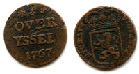 Copper duit, 1767 (rare date!), Kampen mint, Overyssel coinage, Netherlands