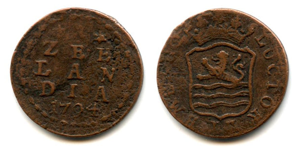 Copper duit, 1794, Middelburg mint, Zeeland coinage, Netherlands