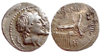 Rare silver denarius of Mn. Fonteius, struck 108-107 BC, Rome mint, Roman Republic