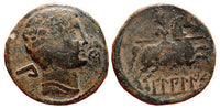 Spectacular large bronze AE29 from Bilbilis, ca.100 BC, autonomous city coinage of the Roman Spain