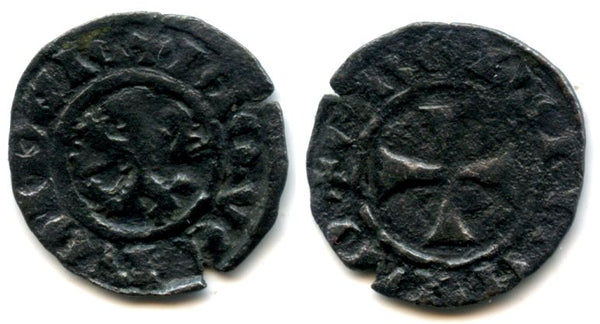 Rare and high quality! Billon carzia (denier) of King James I (1382-1398), Crusader Lusignan Kingdom of Cyprus and Jerusalem