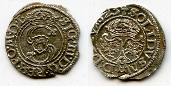 High quality silver 2-denars (solidus) of Sigismund III (1587-1632), 1625, Grand Duchy of Lithuania, Polish-Lithuanian Commonwealth (KM 31)