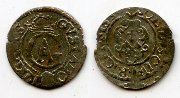 Silver solidus of Gustav Adolph (1611-32), 1630, Riga, Livonia, Swedish Occupation