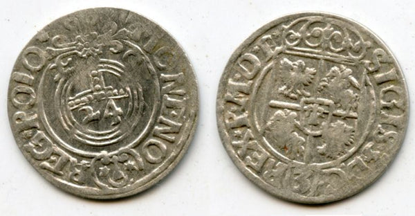 High quality! Silver 3-polker (1 kruzierz) of Sigismund III (1587-1632), 1620, Poland, Polish-Lithuanian Commonwealth