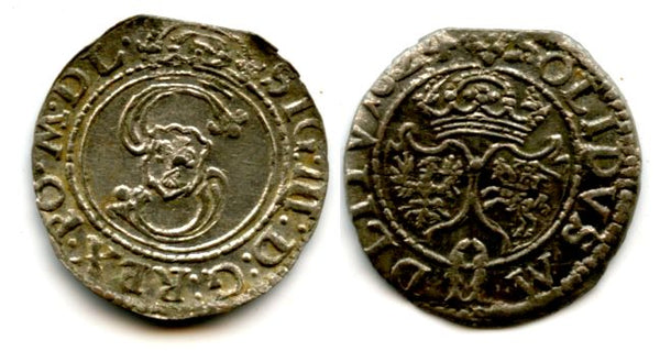 High quality silver 2-denars (solidus) of Sigismund III (1587-1632), 1624, Grand Duchy of Lithuania, Polish-Lithuanian Commonwealth (KM 31)