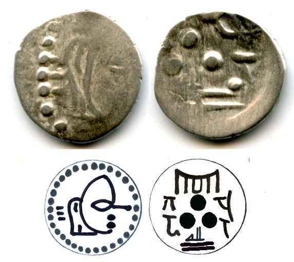 Silver Sri Tapana drachm with an arabic word "Allah", early 700's AD - Ummayad governors of Multan, 1st Islamic coin in India!
