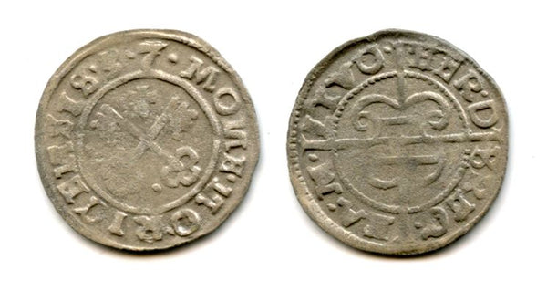 Scarce silver shilling of Hermann Hasenkamp von Brüggeneye (15351549), Grand Master of the Livonian Order, Riga mint, 1537
