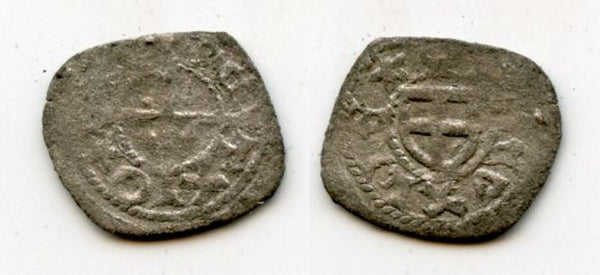 Scarce silver artig of Bernd van der Borch (1471-1483), Grand Master of the Livonian Order, Reval mint