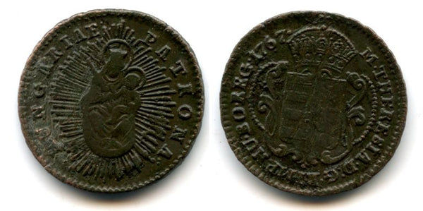 Large Hungarian copper denar, Maria Theresa (1740-1780), 1767, Vienna mint, Austro-Hungarian Empire