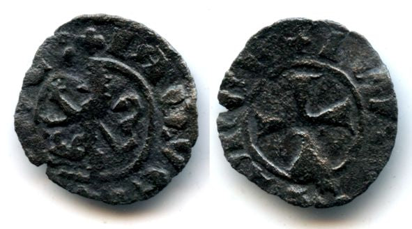 Rare! Billon carzia (denier) of King James I (1382-1398), Crusader Lusignan Kingdom of Cyprus and Jerusalem