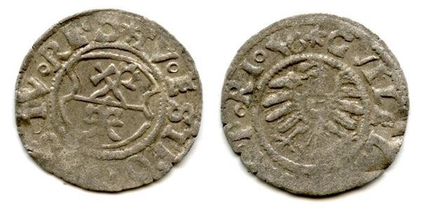 Rare silver shilling, Wilhelm of Brandenburg, Archibishop of Riga (1539-1563), (15)46, Riga, Latvia