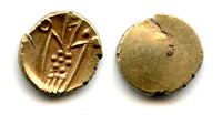 Gold Kali fanam, 1600-1700's, India - native issue copying British Madras fanams