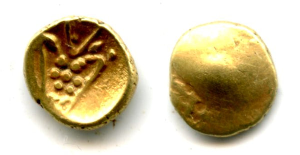 Gold Kali fanam, 1600-1700's, India - native issue copying British Madras fanams