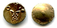 Gold Kali fanam, 1600-1700's, India - native issue copying British Madras fanams