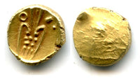 Gold Kali fanam, 1600-1700's, India - native issue copying British Madras fanams