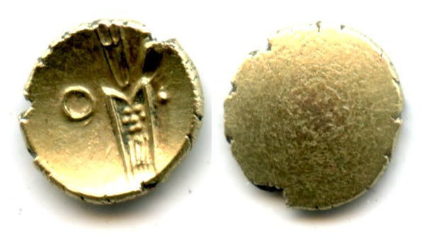 Gold Kali fanam, 1600-1700's, India - native issue copying British Madras fanams