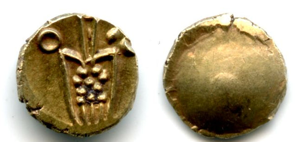 Rare gold Kali scyphate fanam minted from South-Eastern India, Dutch VOC or local issue, 17th-18th century, India (Herrli #3.07 var)