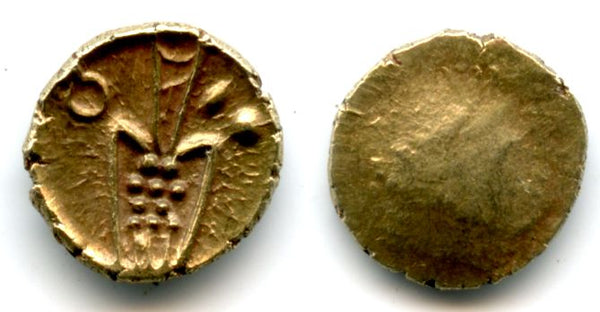 Gold Kali fanam, 1600-1700's, India - native issue copying British Madras fanams