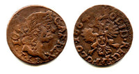 Nice copper solidus, 1664, Johann II Casimir (1648-1668), Poland