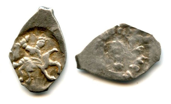 Rare silver denga of Ivan III Vasilyevich (1462-1505), NM, Russia (Huletsky #3115c)